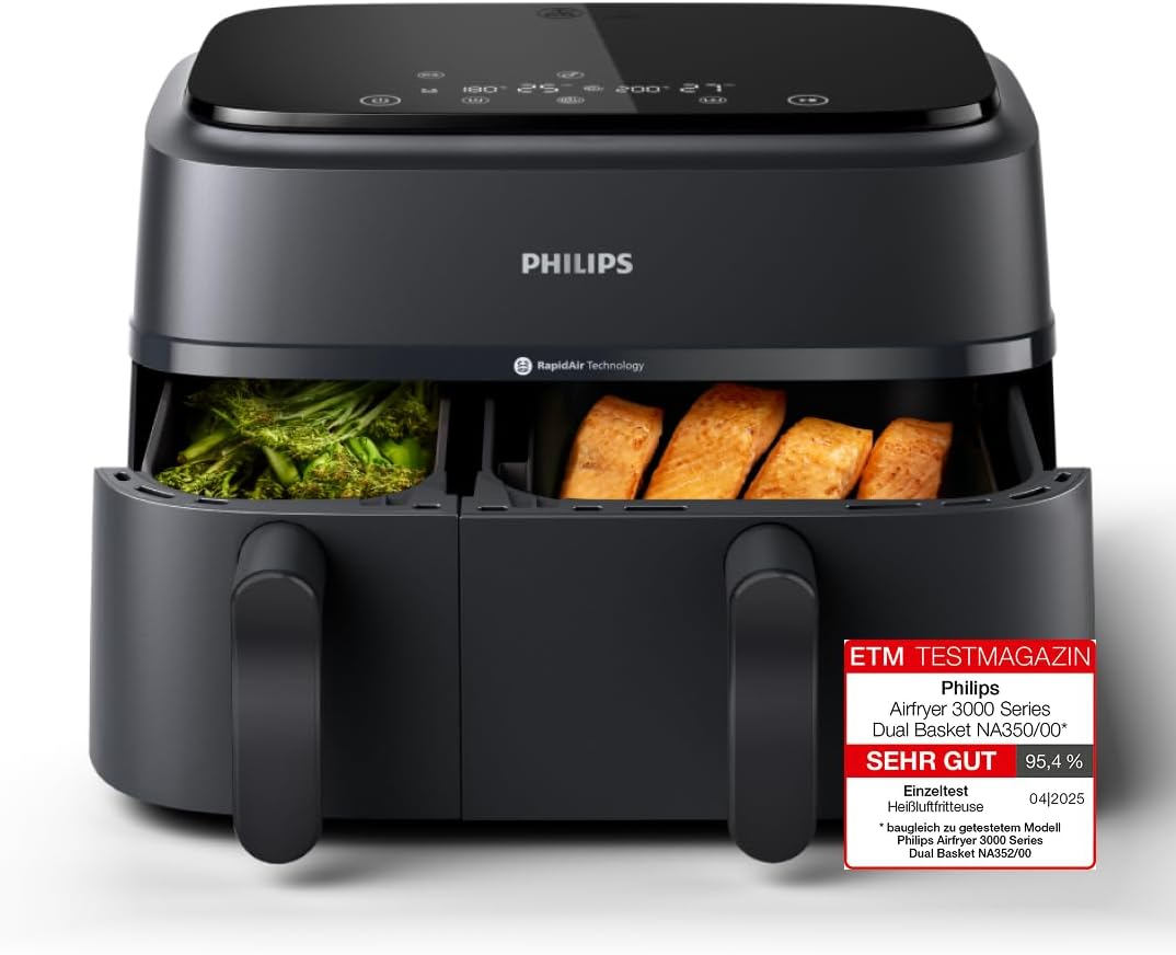 Philips 3000 Series Dual Basket Airfryer NA350/00 Produktbild 1